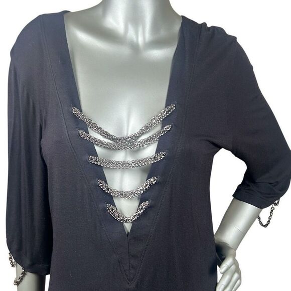 Beach Bunny Black Chain Detail Tunic Cover-Up Dress Size M (033) - Picture 2 of 10